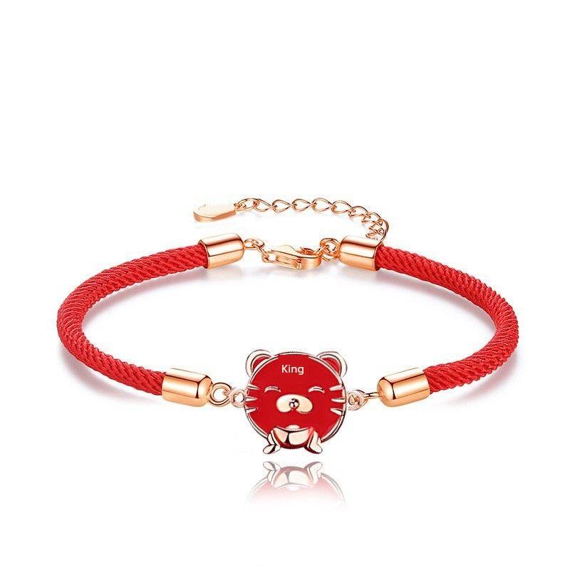 

Boutique Twelve Zodiac Temperature-Sensitive Color-Changing Sterling Silver 925 Carrying Strap Women s Chinese Fad Palace Style Ingot Bracelet Life S0181 Zodiac Temperature Change Tiger Hand Rope