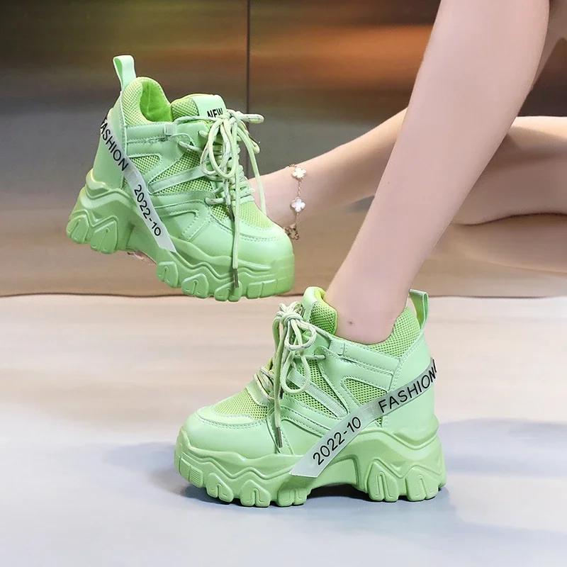 Fashion Thickened breathable mesh women's casual shoes wedge heel thick-soled shoes sports shoes 2024 spring and autumn fashion