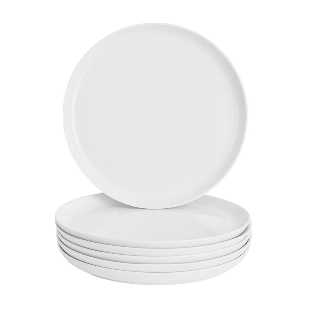 WishDeco Salad Set of Pasta Dinner 23cm Diameter X 2cm Stylish Round Dish Microwave and Dishwasher Safe Plates, 6, Plates, Plates, Approx. Height,