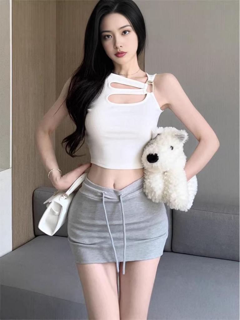 Women's White Hollow-Out Camisole Vest – Sweet & Spicy Summer Sleeveless Top