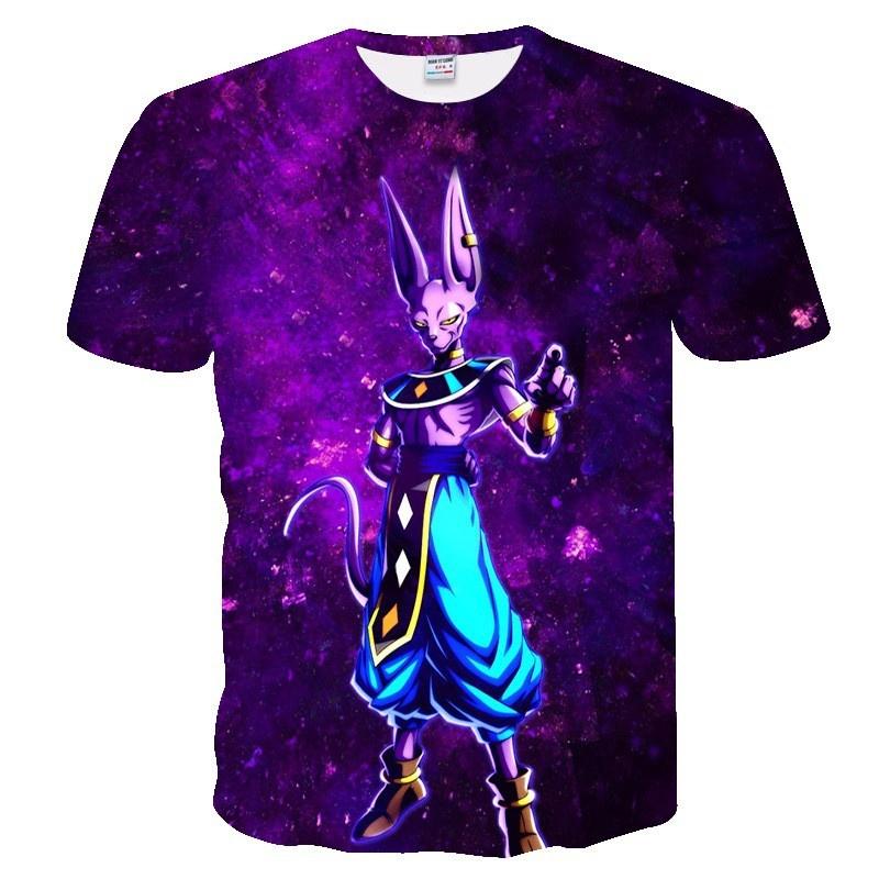 Beerus Printed Men s Fashion Short Sleeve T-Shirt Dragon Ball T-shirt XXS