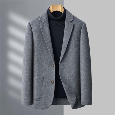 Men's Solid Color Wool Wool Suit Jacket for Winter New Middle-aged Men's Business Casual Thickened Suit Top