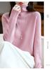 Women's Autumn/Winter Seamless 100% Pure Wool Stacked Collar Sweater - Skeletal Lazy Style Base Layer
