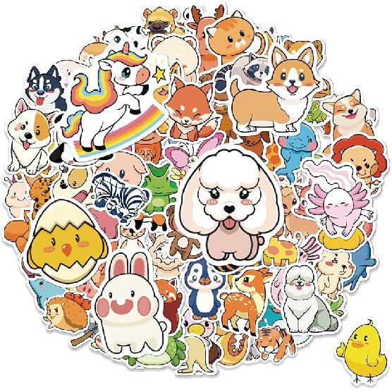 100PC Cute Animal Stickers for Kids, Animal Large Stickers for Kids Waterproof Dishwasher Safe Stickers Packs Vinyl Assorted Sticker Bulk for Girls, Cute Animals 100 PCs