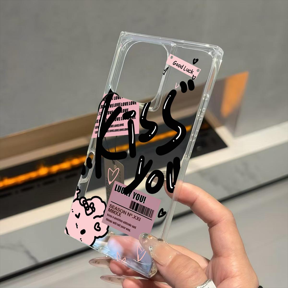 

Transparent Square Back Tube Case Casing Protection For iPhone 14 Pro Max 13 15 Plus 12 11 16 ProMax Anti-Oxygen,KISS YOU Pattern iphone 11 ProMax
