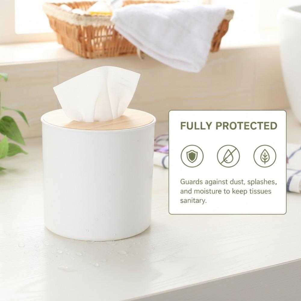 Wood, PP Tissue Box Cover Removable Wood Cover Storage Organizer Tissue Box Holder  Home Use