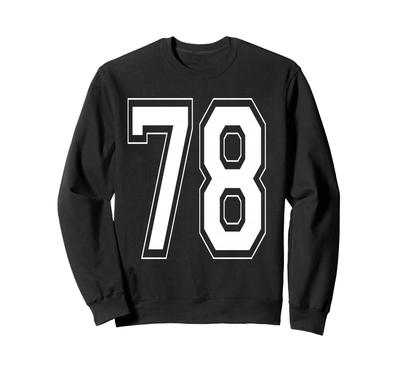 Nummer 78 Varsity-Stil Kräftiges Sport-Geburtstags-Trikot-Sweatshirt