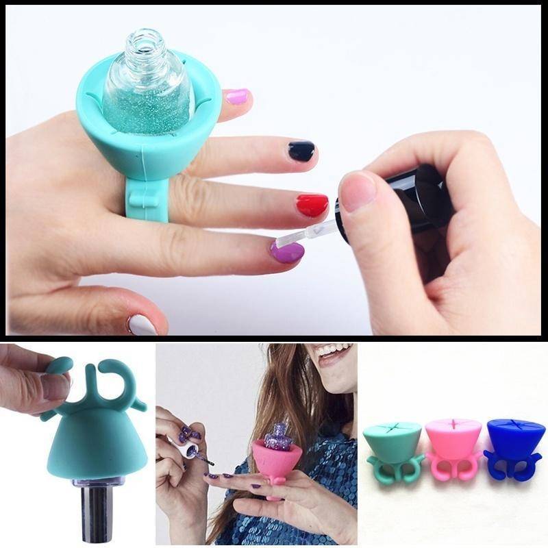 Portable Silicone Nail Polish Container Sleeve With Spillresistant Clamp For Manicurists