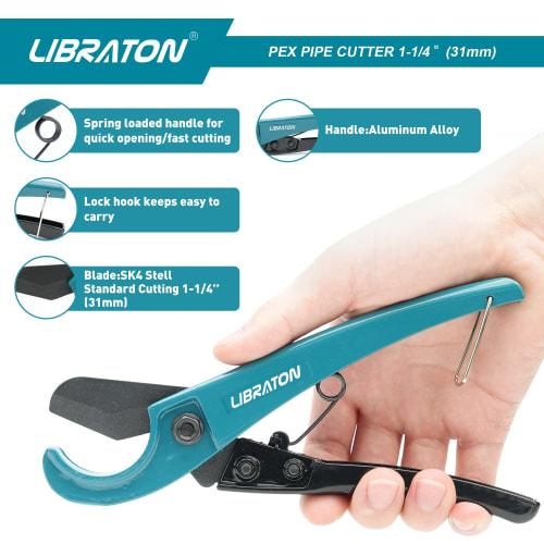 LIBRATON PVC Cutter Set, 42mm Outer Diameter, Ratchet Type, PVC Cutter, 32mm Outer Diameter, Resin Cutter, Deburring Tool, Heavy-Duty Cutting, Pipe Cu