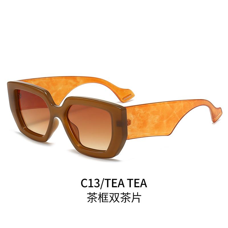 European and American style large square contrasting sunglasses women's round face thin fashion sunshade sunglasses men's trendy olive green glasses