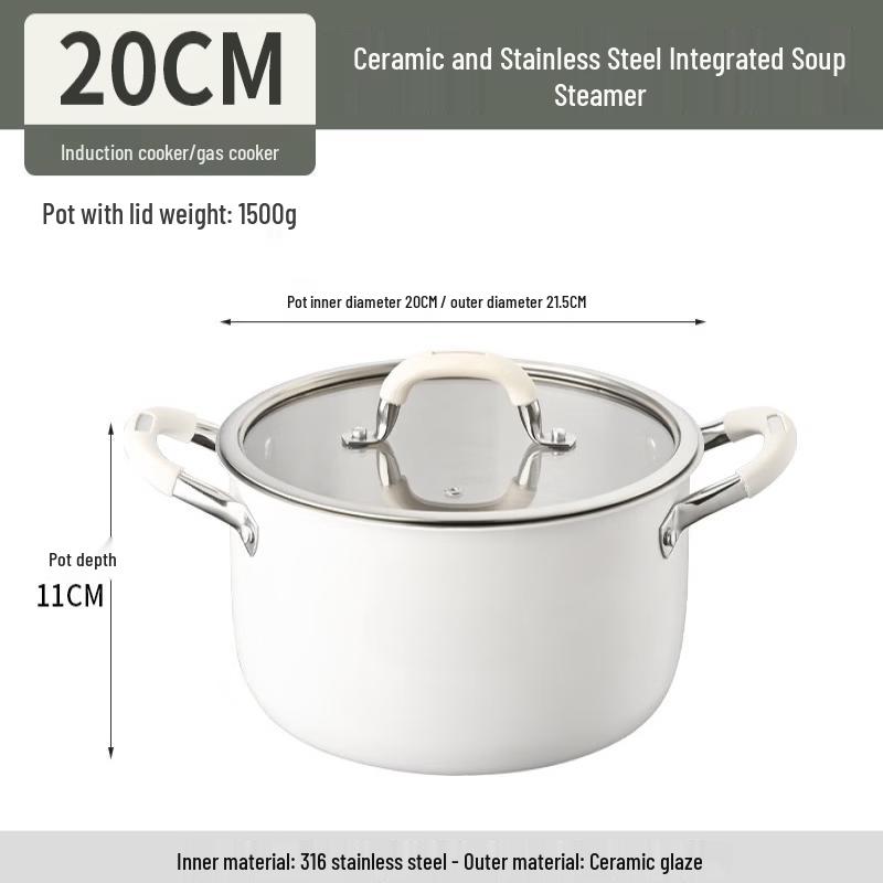 Chu Yi Qi Tao Gang 316L Stainless Steel Soup Pot with Double Handles