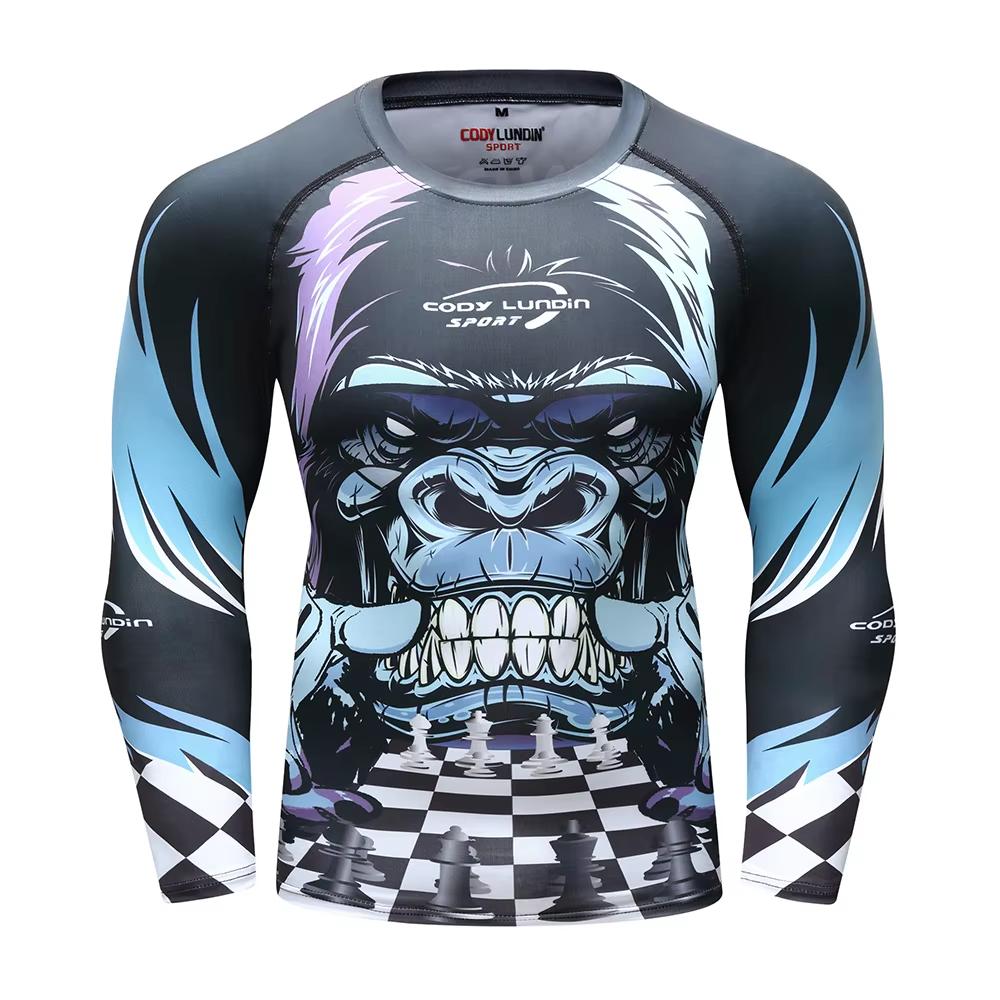 Fight Workout Mma Men'S Long Sleeve MMA Compression T-Shirt Men Boxing Rashguard Blank Bjj Rash Guard Sportswear Tees