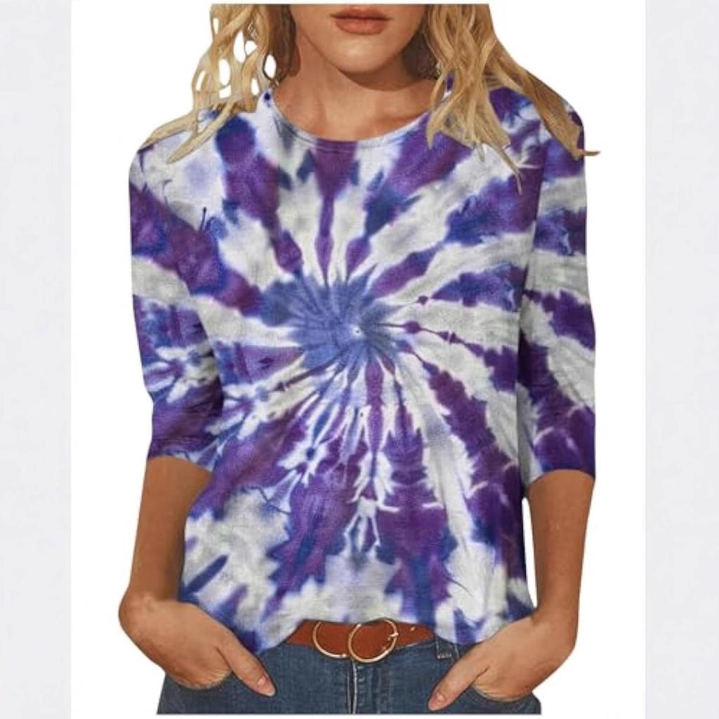 Frühling und Herbst Rundhals Bunt 3D-Druck Oberteil Modisches Lässiges Langarm Damen-T-Shirts