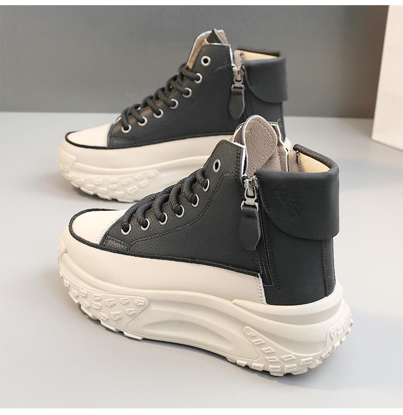 Women's Thick-soled Boots Wedge Heel Lace-up Decorative Women's Shoes Fashion Winter Women's Boots Vulcanized Shoes Modern Boots
