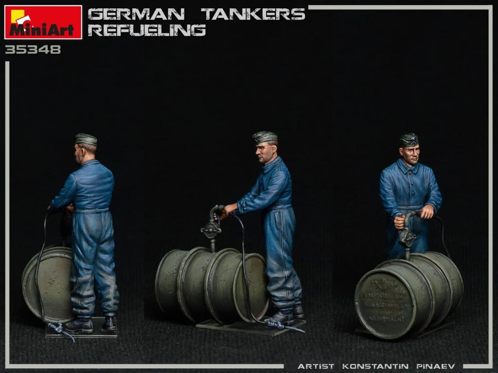 Miniart Scale German Refueling Tank of Includes 2 Drums and 4 Oil Plastic Model Kit MA35348 1/35 (Set 2, Cans)
