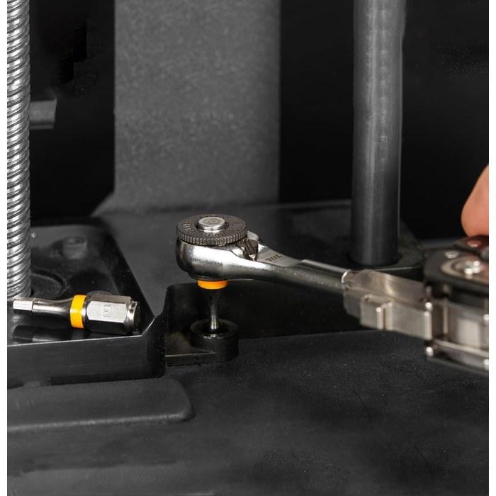 [KTC] 711L 1/4 Inch EDC Ratchet Wrench, Hex End, Geared Thumb Wheel, Compatible with Multi-Tools #71187 (Smooth Gear), Polished Finish