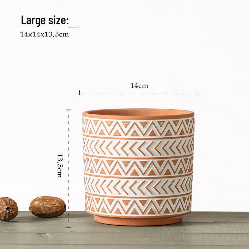 Red Clay Breathable Minimalist Terracotta Flower Pot with Feet for Succulents and Pothos - Round Design, Free Shipping