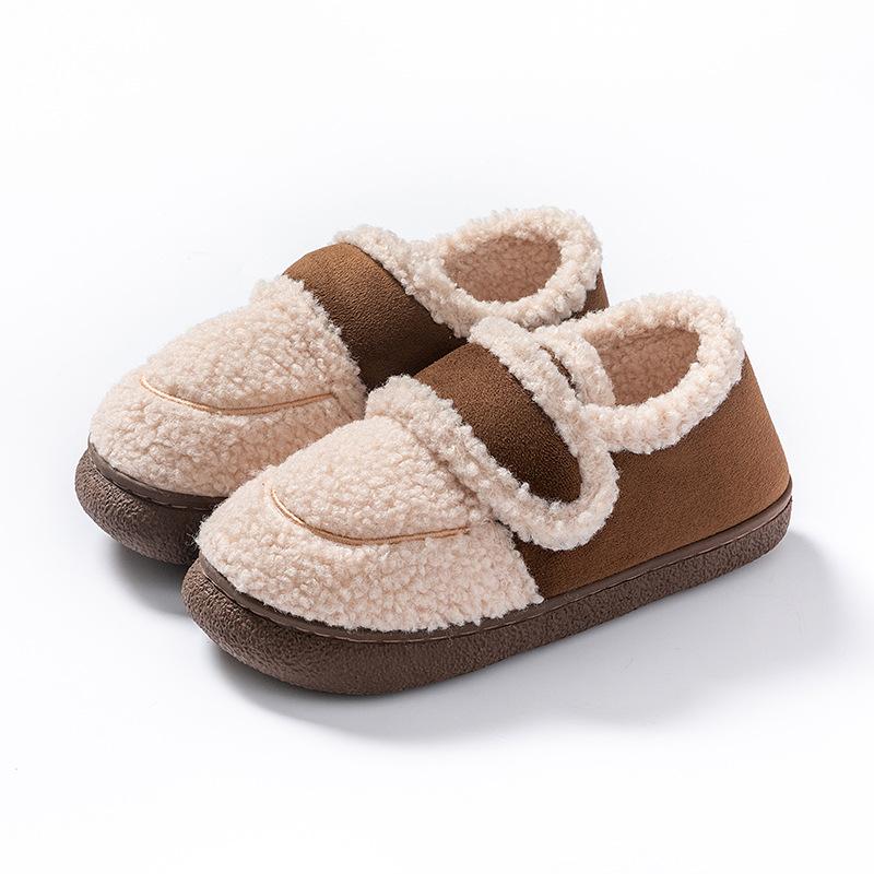 Heel cotton slippers autumn and winter warm plush soft cotton slippers couple home indoor shoes