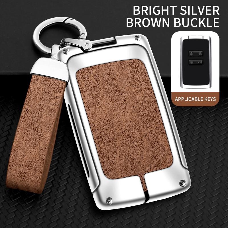 Metal Leather Car Key Case Cover for Renault Koleos Kadjar Captur Megane Clio Scenic Talisman for Bacia Sandero Car Accessories