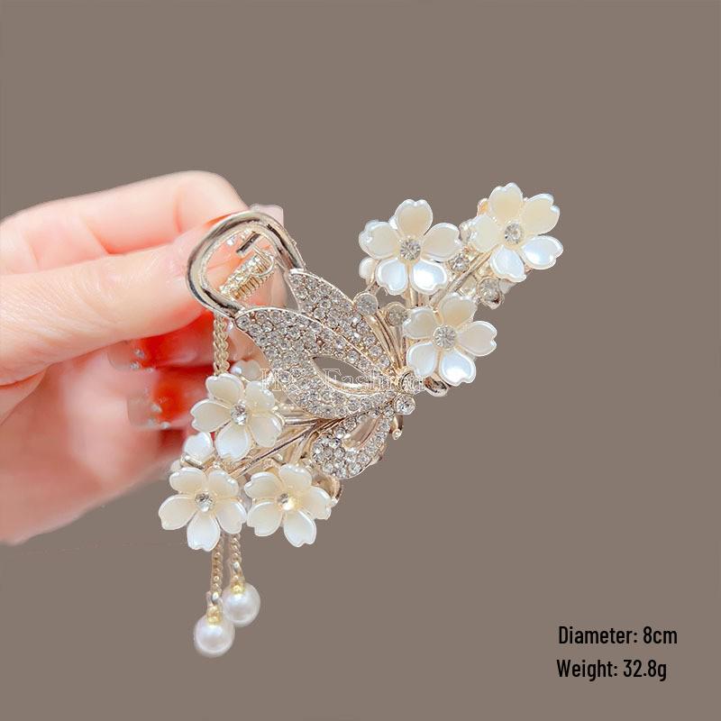 Lily of the Valley Floral Tassel Hair Claw - Ancient Style Women's Accessory