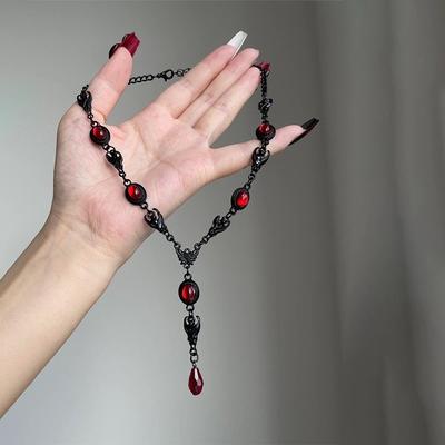 Punk Style Necklace Design Sense Spice Girl Goth Water Drop Pendant Collarbone Chain Woman