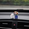 Mini Clay Flower Car Ornament Handmade Ceramic Vase Creative Car Decor Gift