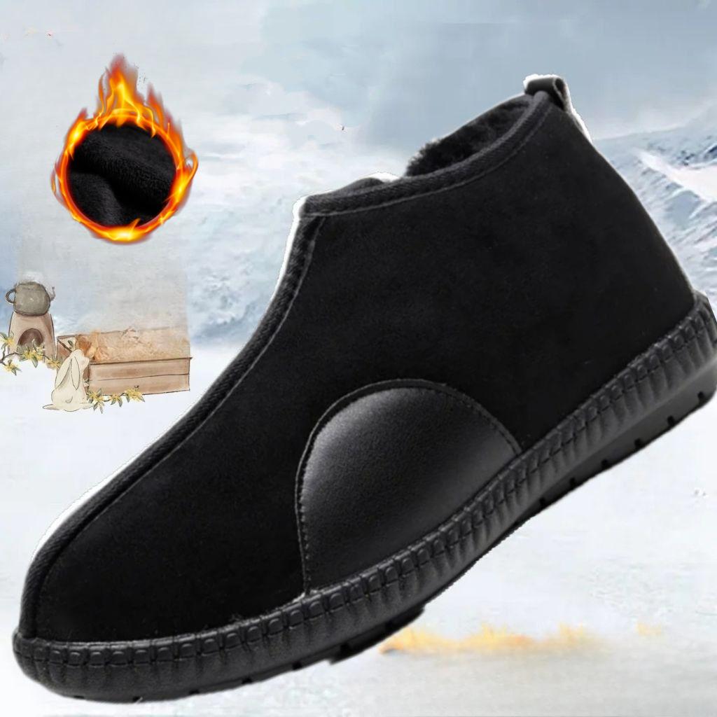 

Унисекс зимние ботинки с меховой подкладкой: Утепленная шерстью утолщенная конструкция, нескользящая, теплая для повседневной носки на открытом воздухе EU35/CN36 чёрный