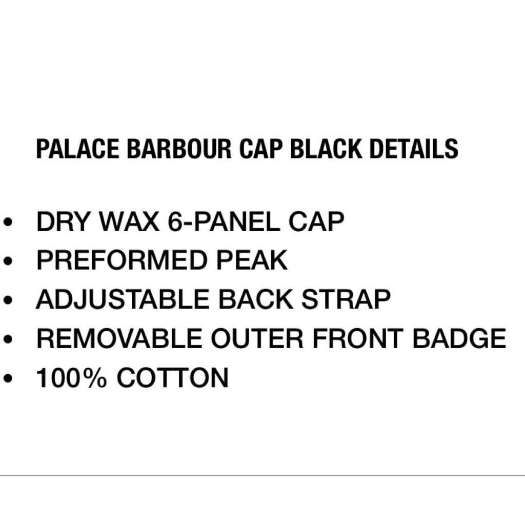Used PALACE BARBOUR CAP BLACK