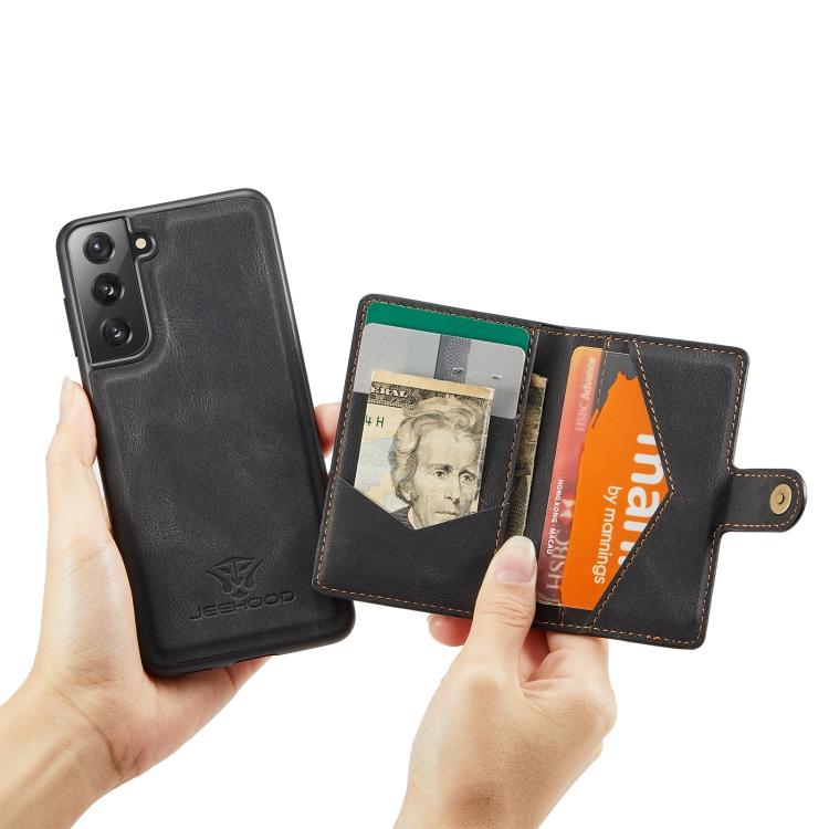 For Samsung Galaxy S21 5G JEEHOOD Retro Magnetic Detachable Protective Case with Wallet & Card Slot & Holder