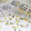 6 Grids Punk Nail Rivets Silver Gold Black Mixed Size Metal Bead Studs Round Cone Nail Art Charms Nail Parts DIY Decoration
