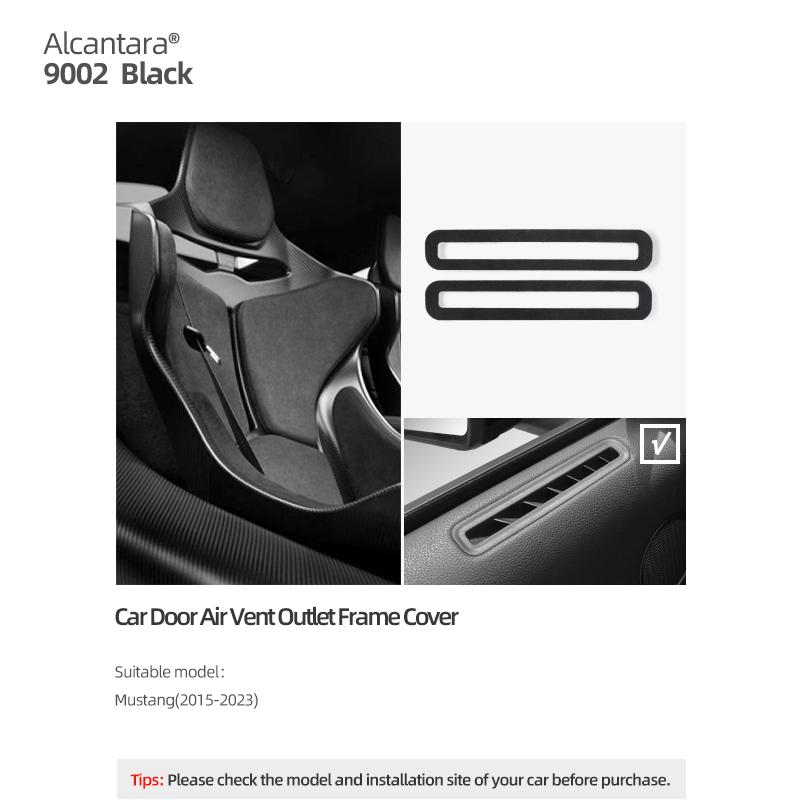 

For Ford Mustang GT 2015-2025 Made of Alcantara Car Interior Door Side Air Vent Outlet Panel Trim Stickers Tuning Accessories