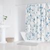 1 sztuka biało-niebieskiej zasłony prysznicowej w kwiaty, można prać w pralce, tkanina poliestrowa, z haczykami, odpowiednia do dekoracji łazienki