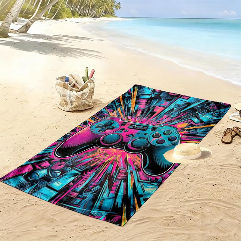Gamepad-Print Strandtuch, Großes Weiches Schnelltrocknendes Handtuch für Strand Camping Schwimmen