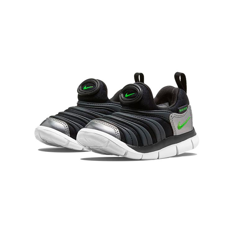 Nike Dynamo Free Abrasion Resistant Low top Toddler Shoes Black Green Infant And Toddler 343938-028