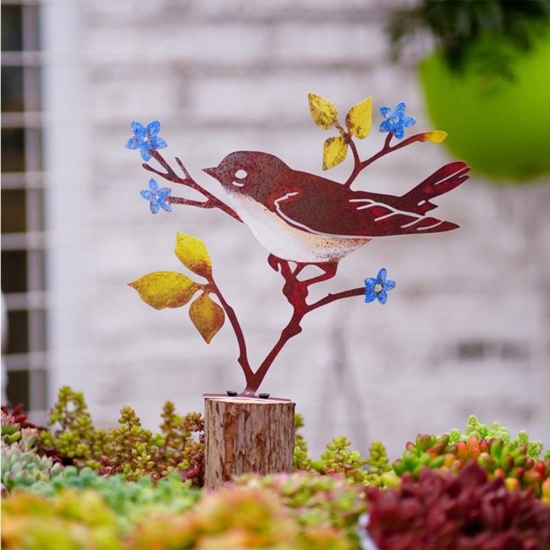Vogelstatue Gartendekorationen Metall-Gartenvogel Hofdekorationen Outdoor-Vogelskulptur Rasen Metall-Gartenschmuck