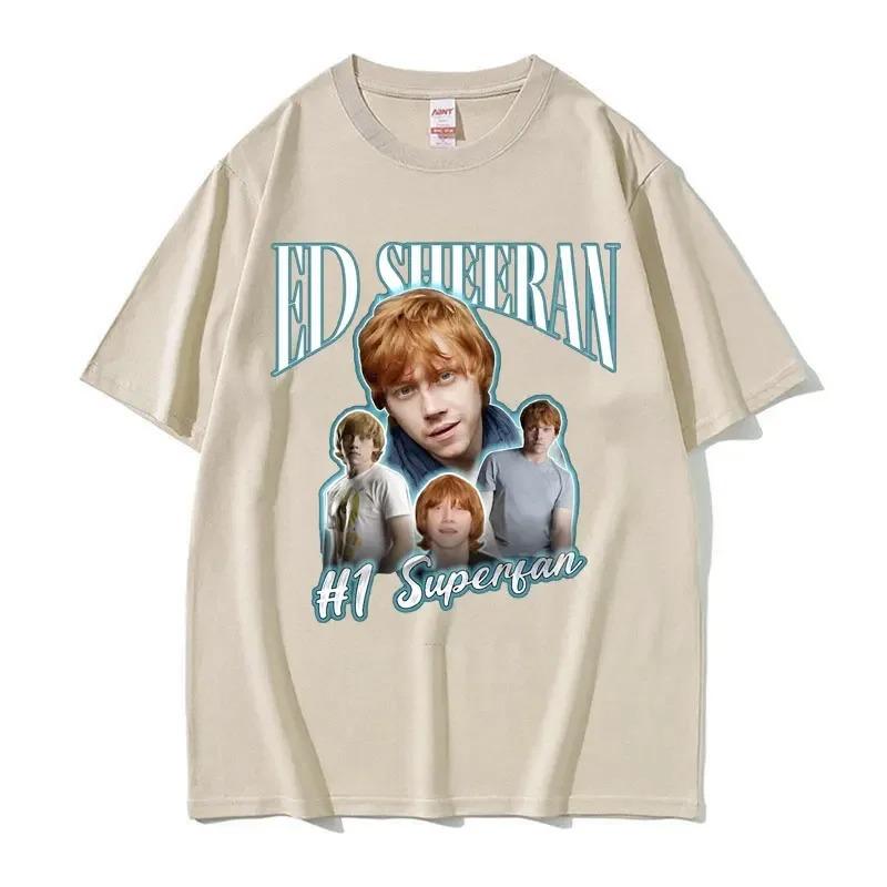 Ed Sheeran (Ron Weasley Lookalike) "#1 Superfan" Meme T-Shirt, Unisex Funny Celebrity Lookalike Streetwear Tee, 100% Cotton Casual Short Sleeve Top