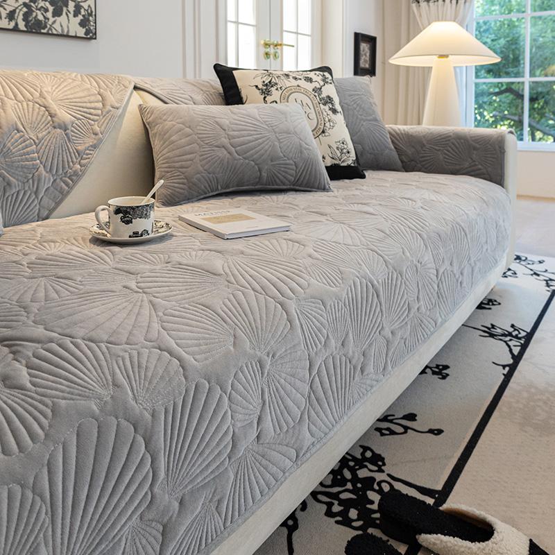 Crystal Velvet Sofa Cushion Cover Cushion  All Seasons Modern Solid Color Cotton Anti-slip Sofa Cover