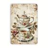 Vintage Rose Cup Metal Wall Poster 8x12 Inch Cafe Decor Gift