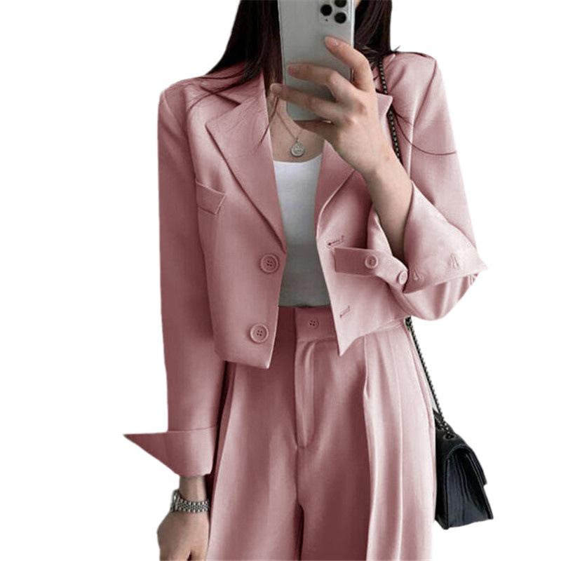 2025 Autumn Petite Khaki Blazer Suit Set for Women: Chic Commuting Style