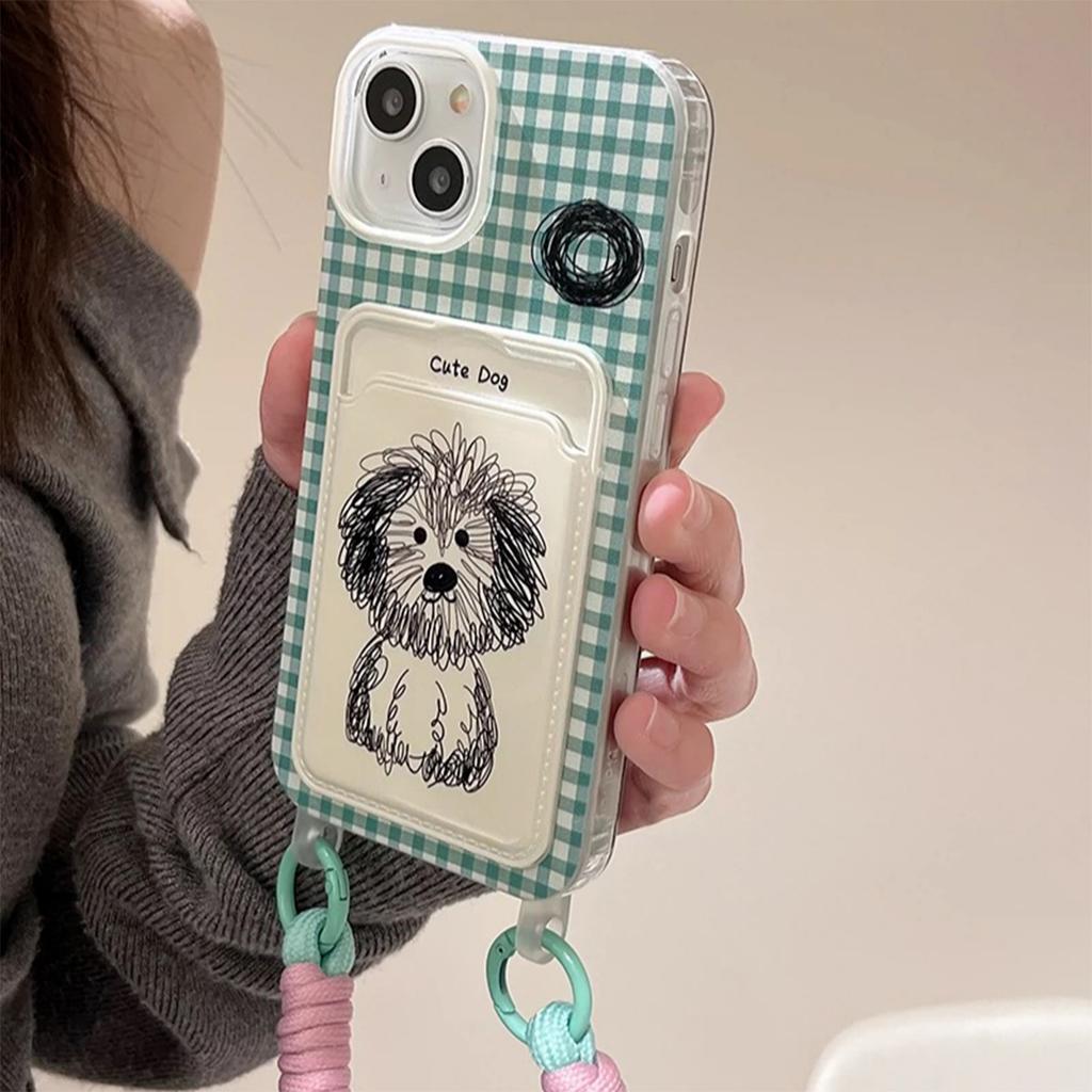 Lanyard Card Holder Phone Case Line Puppy Domestic Android for Huawei NOVA10 Honor Fashion Cartoon Case
