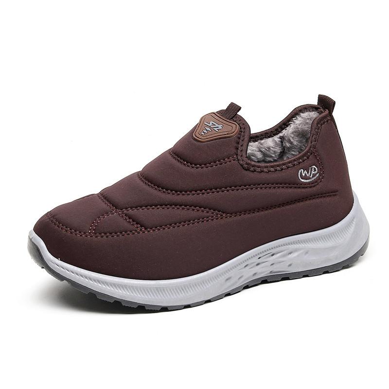 Men Fleece Lined Shoes Winter Snow Boots Cotton-padded Slip On Casual Warm Walking Fur Lined Sneakers House Shoes for Male Work Shoes