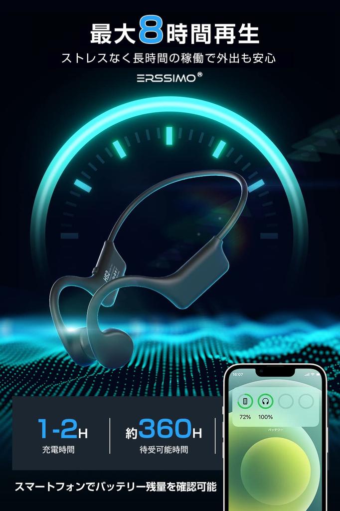 Bluetooth Bone Conduction Earphones with Sports Earphones for and No Ear Bone Conduction Wireless Fast 8 Hours of Continuous Use Mic, Waterproof,