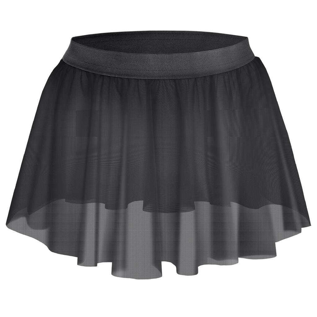 Herren durchsichtiges Netz geraffter Rock elastischer Bund durchsichtiger Minirock Crossdresser Kostüm