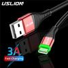 USLION Kabel 2M LED 3A USB TypeC Przewód szybkiego ładowania Type-C Telefon komórkowy USB C Kabel USB-C Przewód ładowarki