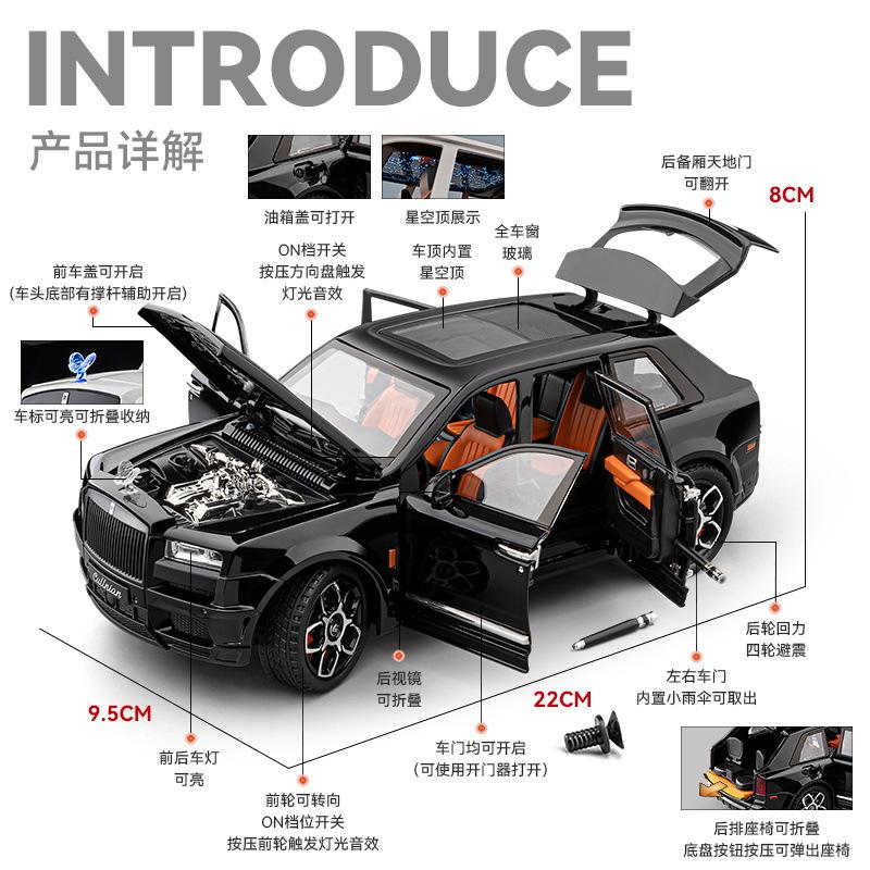 1:20 Cullinan SUV Tout-Terrain Alliage Moulé Sous Pression Modèle Réduit Voiture Véhicule Collection Jouet Pour Garçon Adulte Cadeau de Festival Petit Ami