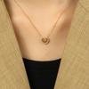 Versatile Peach Heart Necklace, Gold Design Love, Titanium Steel Premium Non-fading Diamond-encrusted Collarbone Chain
