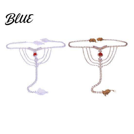 Chain Strap Accessory Rhinestone Panty Adjustable Length Brief with Body