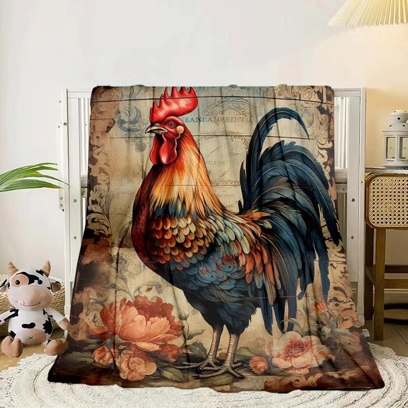 Hahn Im Vintage-Garten Decke Flanelldecke Überwurfdecke Sofabezug Decke Weiche Premium-Decke Picknickdecke Fernsehendecke Geschenke