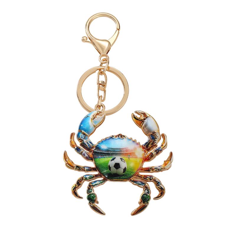 Porte-clés Crabe en Émail avec Motif Coloré Exquis Fermoir Doré Durable Cadeau pour Amoureux de la Plage Décoration de Sac Cadeau Souvenir de Voyage