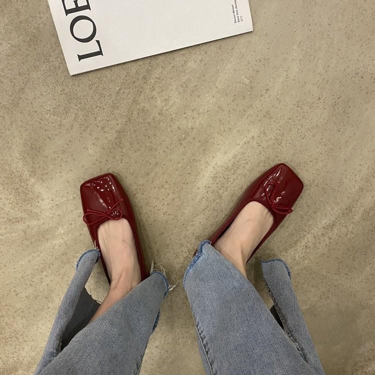 2025 New Spring and Autumn Season New Low-Heeled Shoes for Women, Gentle Fairy Low-Heeled Shoes with Floral Bow